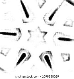Abstract grunge grid polka dot halftone background pattern. Spotted black and white vector line illustration
