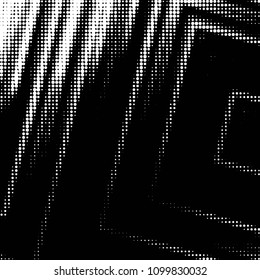 Abstract grunge grid polka dot halftone background pattern. Spotted black and white vector line illustration
