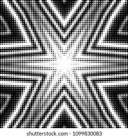 Abstract grunge grid polka dot halftone background pattern. Spotted black and white vector line illustration
