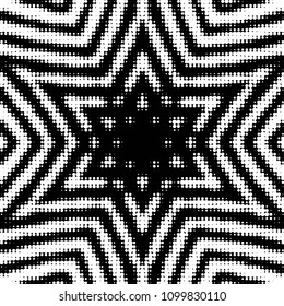 Abstract grunge grid polka dot halftone background pattern. Spotted black and white vector line illustration

