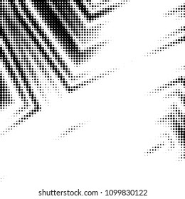 Abstract grunge grid polka dot halftone background pattern. Spotted black and white vector line illustration
