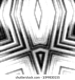 Abstract grunge grid polka dot halftone background pattern. Spotted black and white vector line illustration
