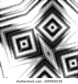 Abstract grunge grid polka dot halftone background pattern. Spotted black and white vector line illustration
