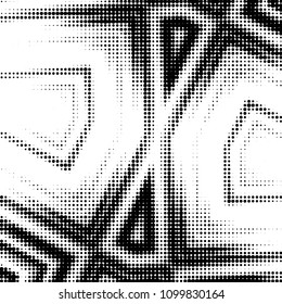 Abstract grunge grid polka dot halftone background pattern. Spotted black and white vector line illustration
