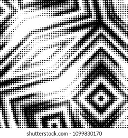 Abstract grunge grid polka dot halftone background pattern. Spotted black and white vector line illustration
