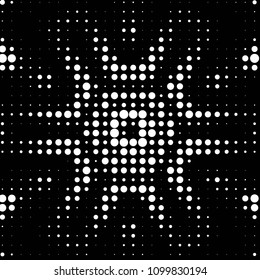 Abstract grunge grid polka dot halftone background pattern. Spotted black and white vector line illustration
