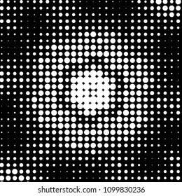 Abstract grunge grid polka dot halftone background pattern. Spotted black and white vector line illustration
