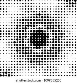 Abstract grunge grid polka dot halftone background pattern. Spotted black and white vector line illustration
