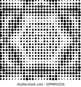 Abstract grunge grid polka dot halftone background pattern. Spotted black and white vector line illustration
