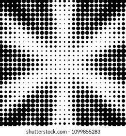 Abstract grunge grid polka dot halftone background pattern. Spotted black and white vector line illustration
