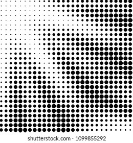Abstract grunge grid polka dot halftone background pattern. Spotted black and white vector line illustration
