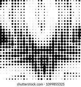 Abstract grunge grid polka dot halftone background pattern. Spotted black and white vector line illustration
