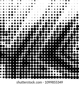 Abstract grunge grid polka dot halftone background pattern. Spotted black and white vector line illustration

