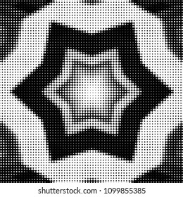 Abstract grunge grid polka dot halftone background pattern. Spotted black and white vector line illustration
