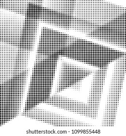Abstract grunge grid polka dot halftone background pattern. Spotted black and white vector line illustration
