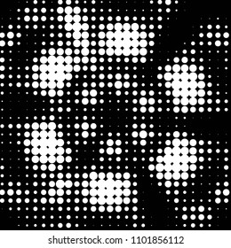 Abstract grunge grid polka dot halftone background pattern. Spotted black and white vector line illustration

