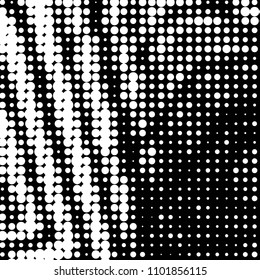 Abstract grunge grid polka dot halftone background pattern. Spotted black and white vector line illustration
