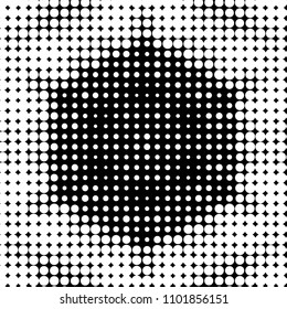 Abstract grunge grid polka dot halftone background pattern. Spotted black and white vector line illustration
