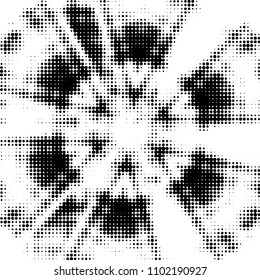 Abstract grunge grid polka dot halftone background pattern. Spotted black and white vector line illustration
