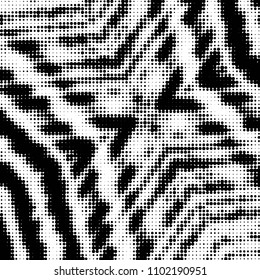 Abstract grunge grid polka dot halftone background pattern. Spotted black and white vector line illustration
