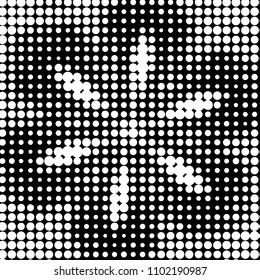 Abstract grunge grid polka dot halftone background pattern. Spotted black and white vector line illustration

