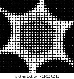 Abstract grunge grid polka dot halftone background pattern. Spotted black and white vector line illustration
