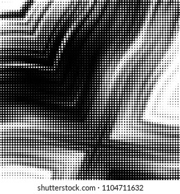 Abstract grunge grid polka dot halftone background pattern. Spotted black and white vector line illustration
