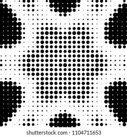Abstract grunge grid polka dot halftone background pattern. Spotted black and white vector line illustration
