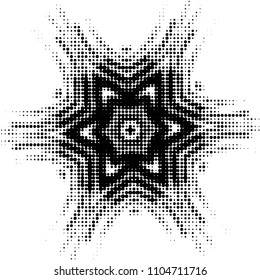 Abstract grunge grid polka dot halftone background pattern. Spotted black and white vector line illustration
