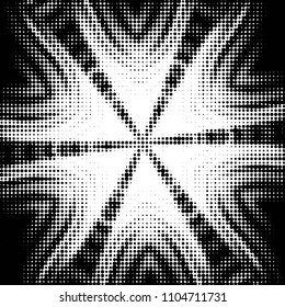 Abstract grunge grid polka dot halftone background pattern. Spotted black and white vector line illustration
