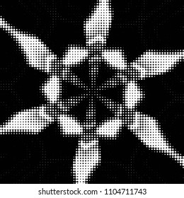 Abstract grunge grid polka dot halftone background pattern. Spotted black and white vector line illustration
