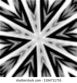 Abstract grunge grid polka dot halftone background pattern. Spotted black and white vector line illustration
