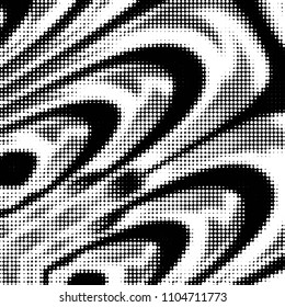 Abstract grunge grid polka dot halftone background pattern. Spotted black and white vector line illustration

