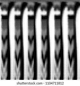 Abstract grunge grid polka dot halftone background pattern. Spotted black and white vector line illustration
