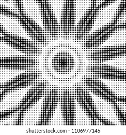 Abstract grunge grid polka dot halftone background pattern. Spotted black and white vector line illustration

