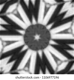 Abstract grunge grid polka dot halftone background pattern. Spotted black and white vector line illustration

