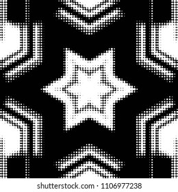 Abstract grunge grid polka dot halftone background pattern. Spotted black and white vector line illustration

