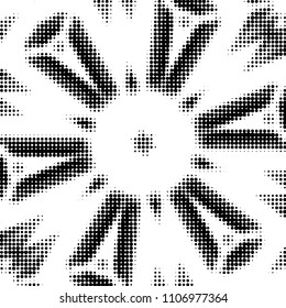 Abstract grunge grid polka dot halftone background pattern. Spotted black and white vector line illustration

