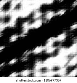 Abstract grunge grid polka dot halftone background pattern. Spotted black and white vector line illustration

