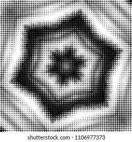 Abstract grunge grid polka dot halftone background pattern. Spotted black and white vector line illustration

