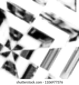 Abstract grunge grid polka dot halftone background pattern. Spotted black and white vector line illustration

