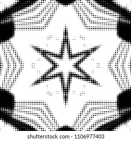 Abstract grunge grid polka dot halftone background pattern. Spotted black and white vector line illustration

