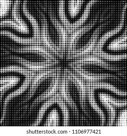 Abstract grunge grid polka dot halftone background pattern. Spotted black and white vector line illustration

