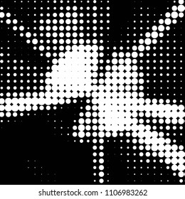 Abstract grunge grid polka dot halftone background pattern. Spotted black and white vector line illustration
