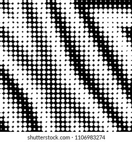 Abstract grunge grid polka dot halftone background pattern. Spotted black and white vector line illustration
