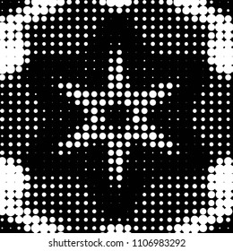 Abstract grunge grid polka dot halftone background pattern. Spotted black and white vector line illustration
