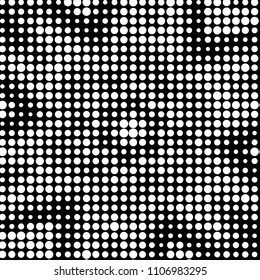 Abstract grunge grid polka dot halftone background pattern. Spotted black and white vector line illustration
