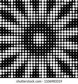 Abstract grunge grid polka dot halftone background pattern. Spotted black and white vector line illustration
