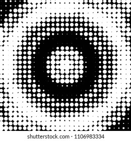 Abstract grunge grid polka dot halftone background pattern. Spotted black and white vector line illustration
