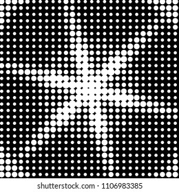 Abstract grunge grid polka dot halftone background pattern. Spotted black and white vector line illustration
